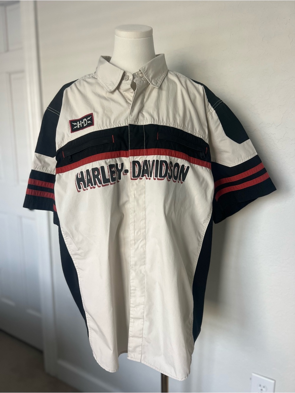 Harley-Davidson Genuine MotorClothes XL Racing Pit Crew Shirt Black Red Moto Y2K